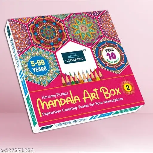 Harmony Design Mandala Art Box  Part 2 – Create stunning artworks with 18 enchanting mandala sheets and 10 vibrant pencils to fuel your imagination!