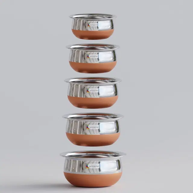 Stainless Steel Handi, Silver, Set of 5