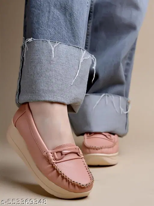 Shoetopia Girls Loafers (Peach, 11 to 12 Years)