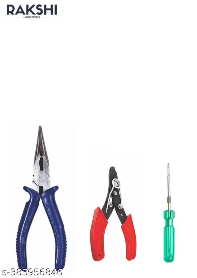 Stainless Steel Long Nose Plier with Wire Cutter & Screwdriver, Multicolor, Set of 3