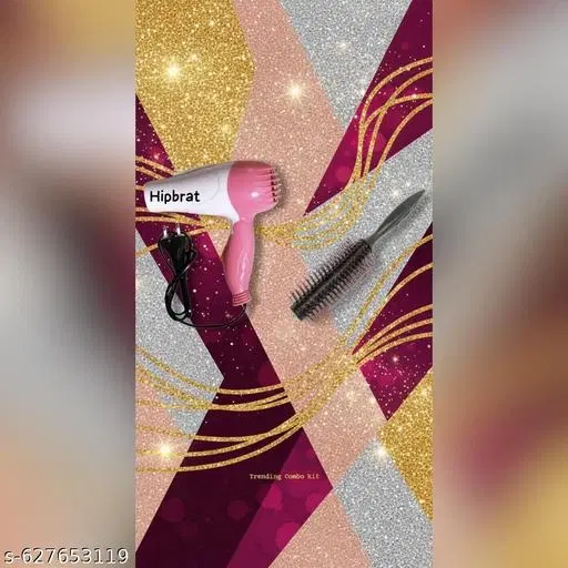 Plastic Hair Dryer with Hair Roller Brush, Multicolor, Set of 2