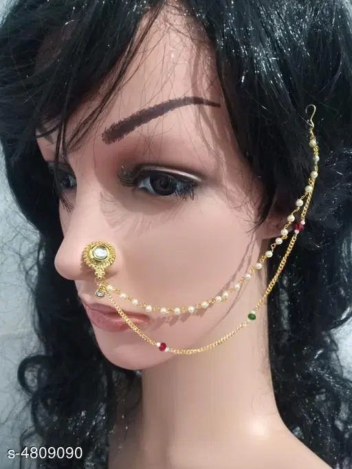 Alloy Gold Plated Nosepins for Women (Multicolor, Free Size)