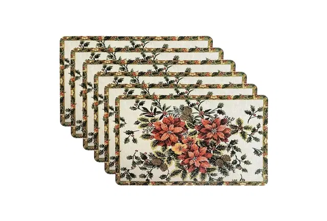 PVC Printed Dining Table Placemats, Multicolor, Pack of 6