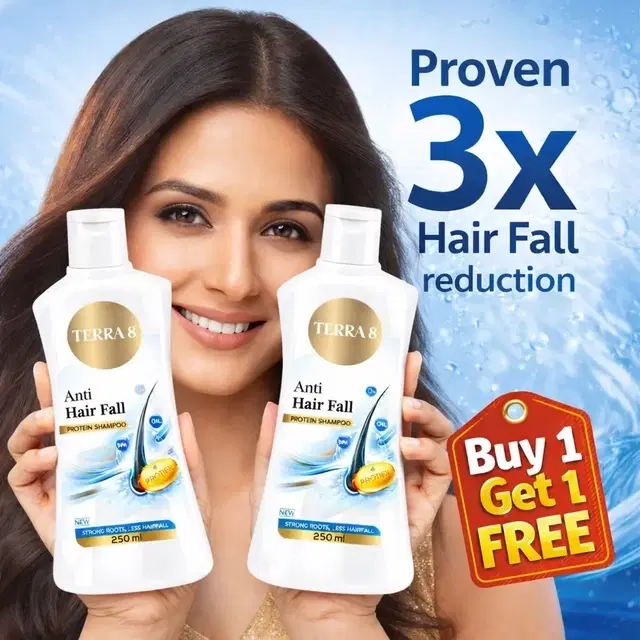 Terra 8 Anti Hair Fall Shampoo 2X250 ml (Buy 1 Get 1 Free)