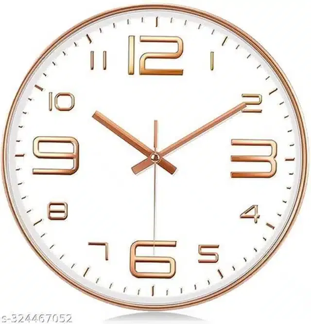 Plastic Analog Wall Clock, Gold & White