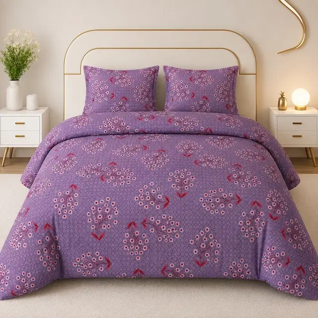 SimpleHome Abstract Leaf Double Bedsheet Lavender 82x88inch
