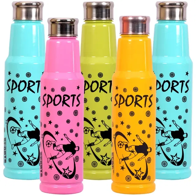 Plastic Fridge Water Bottles, Multicolor, 1000 ml, Pack of 5