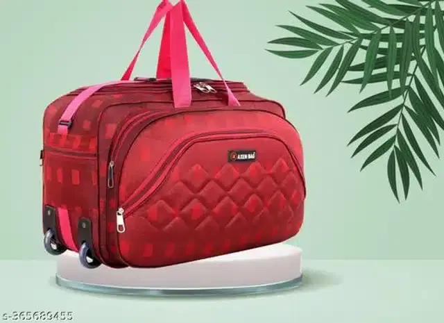 Polyester Trolley Duffel Bag for Men & Women, Red