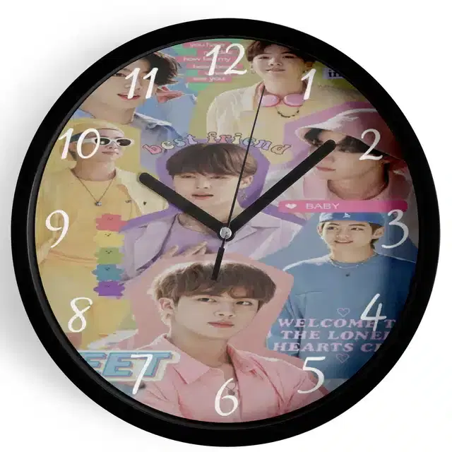 HD Printed Plastic Wall Clock, Multicolor, 10x10 Inches