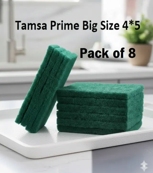 Nylon Scrub Pad, Green, Pack of 8