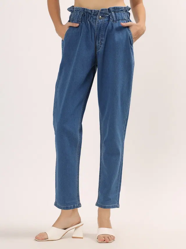Women Regular High Rise Blue Jeans, Mid Blue (28)