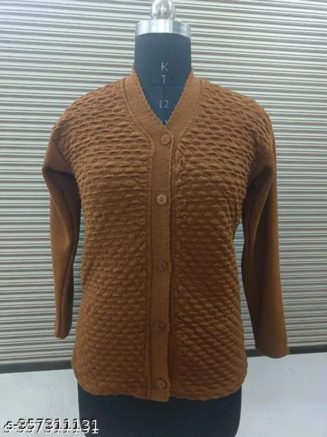 Woolen Sweater for Women (Brown, M)
