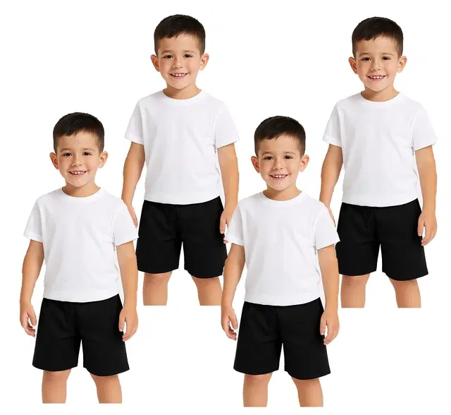 Cotton Shorts for Boys, White, Pack of 4 (3-4 Years)