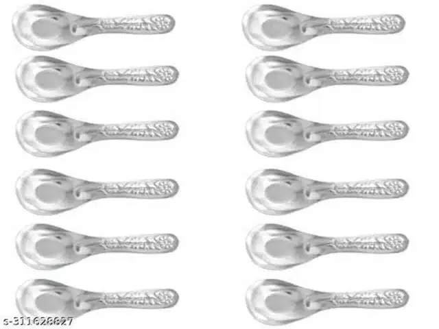 Stainless Steel Spoons, Silver, Pack of 12