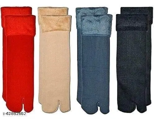 Velvet Socks for Women, Multicolour, Pack of 4 (Free Size)