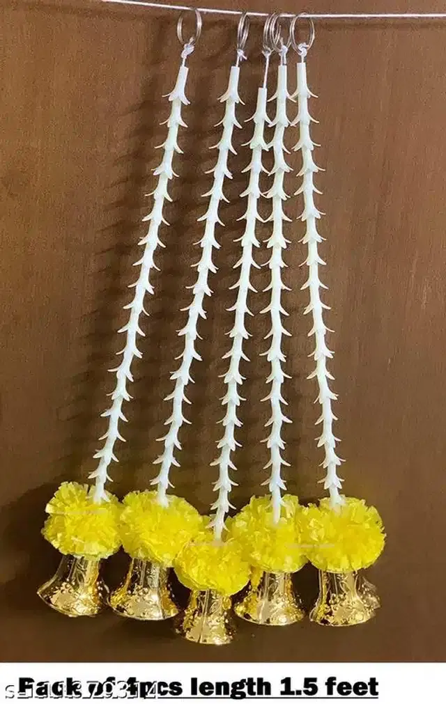 Beautiful Flower Toran, Yellow & White, 1.5 Feet, Pack of 4