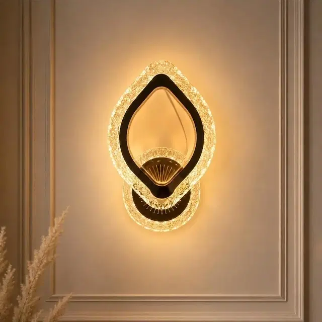 Leaf Shape Crystal Wall Light For Living Room, Bedroom & Hallway Decor