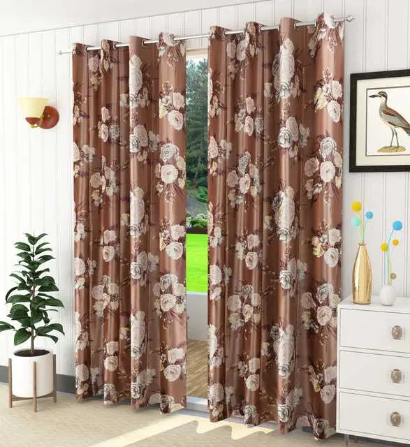 Homefab Polyester Curtains, Light Brown, 5 Feet, HF-194