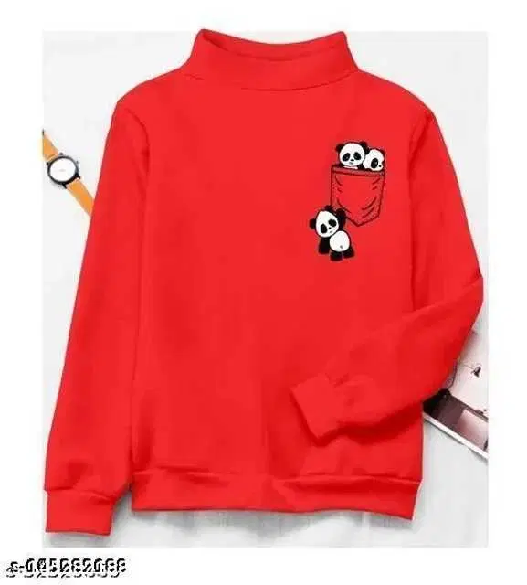 Women's Regular Fit Sweatshirt (Red, M) (PC-110)