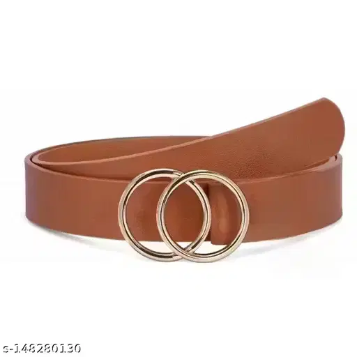 Double Ring Faux Leather Belt For Women's & Girls, Multicolour