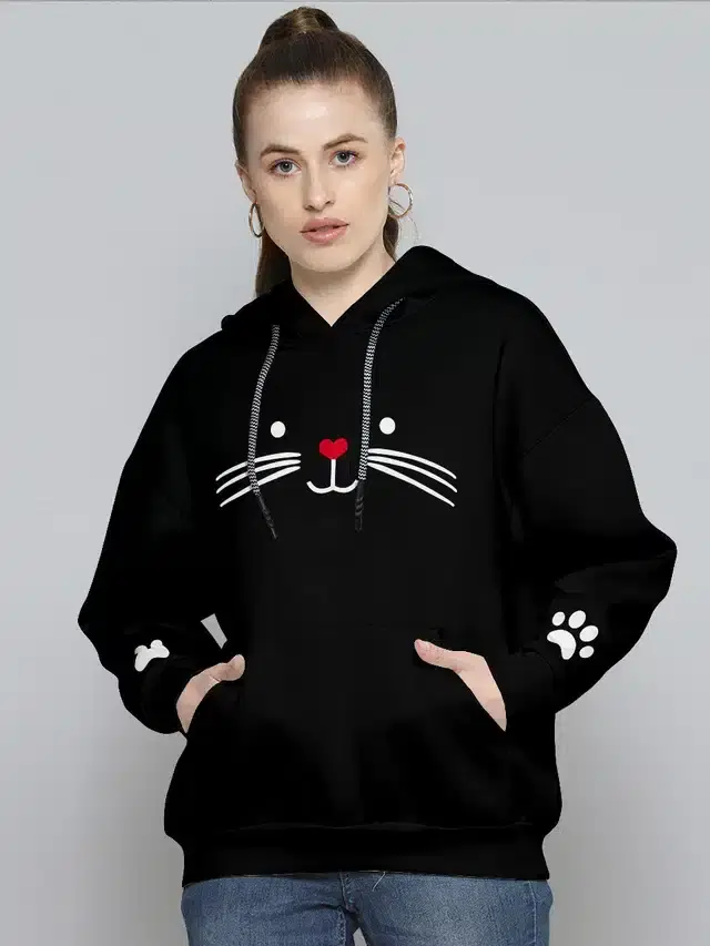Hooded Sweatshirt for Girls (Black, S)