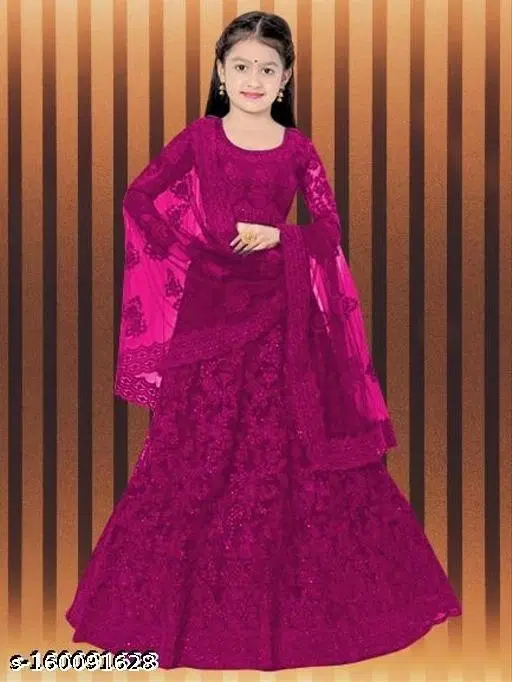 Girls Lehenga Choli for Women (Purple, 4-5 Years)