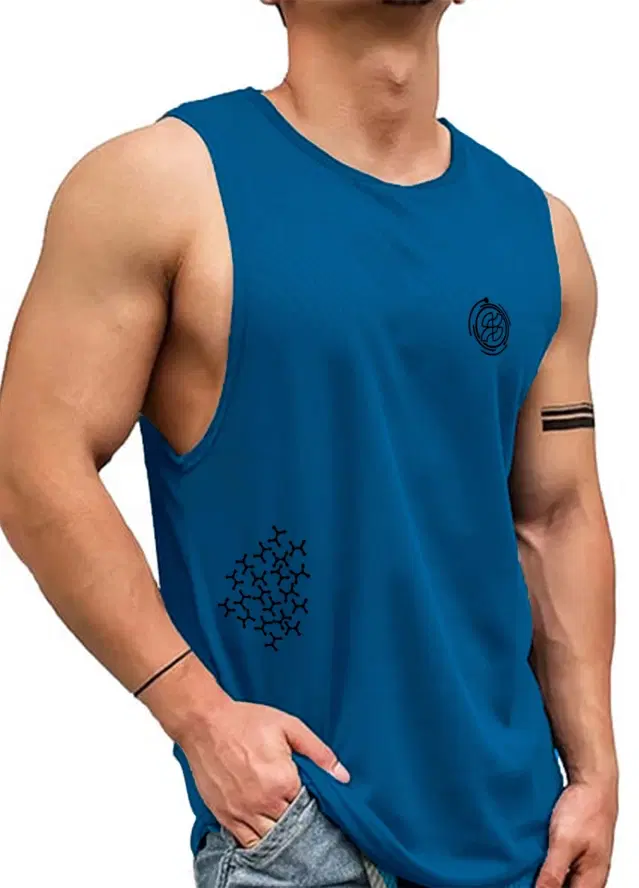 Polyester Printed Vest for Men (Multicolor, M)