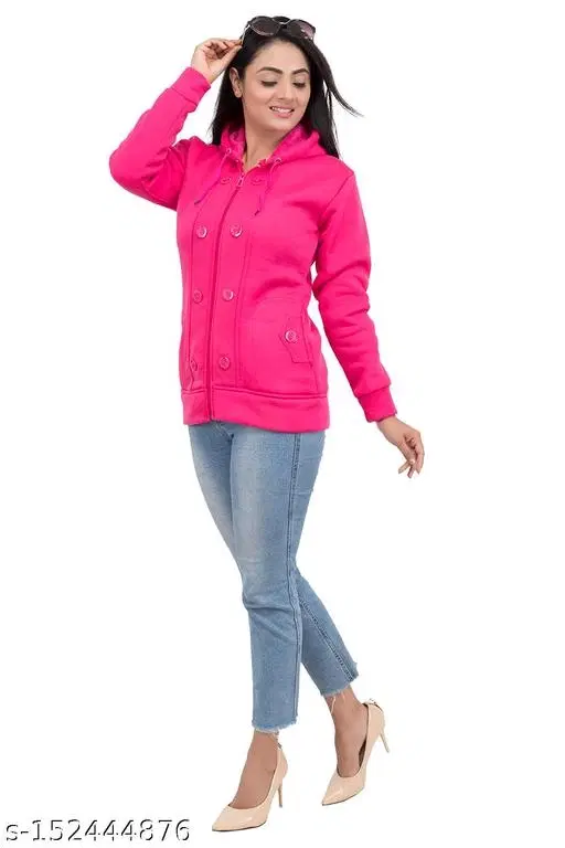 Polyester Sweater for Women (Pink, S)