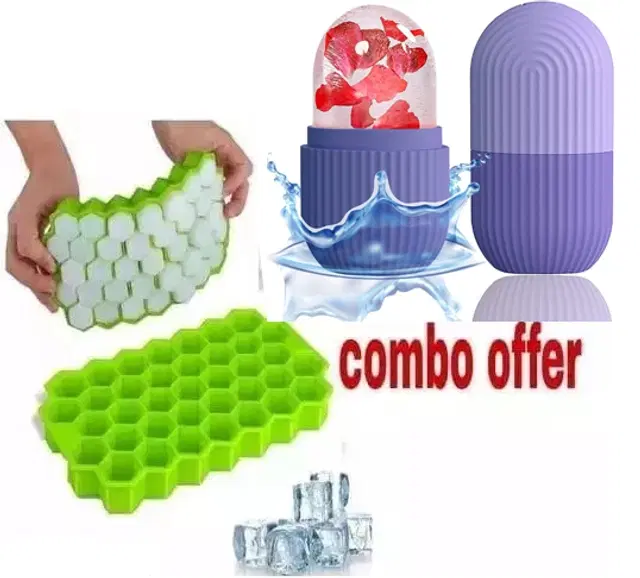 Facial Ice Roller with Ice Cube Mould, Multicolor, Set of 2