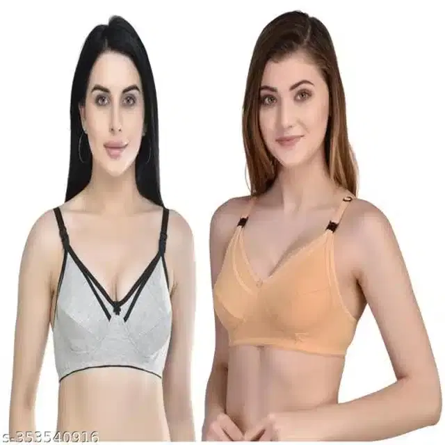 Polycotton Feeding Bra for Women, Pack of 2 (Assorted, 32C)