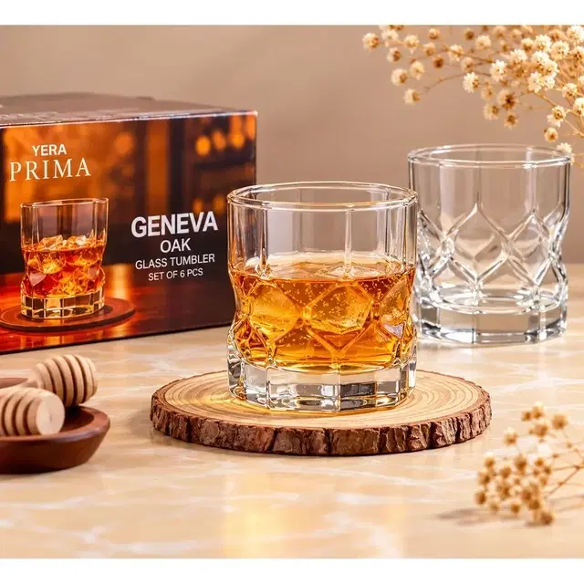 Yera Prima Geneva Whiskey Glass, 285 ml, Set Of 6 – Classic Whiskey Tumblers