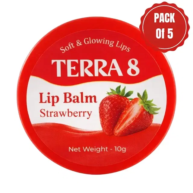 Terra 8 Strawberry Lip Balm 5X10 g (Pack of 5)