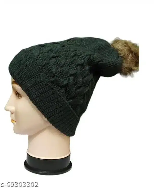 Woolen Cap for Women (Black)