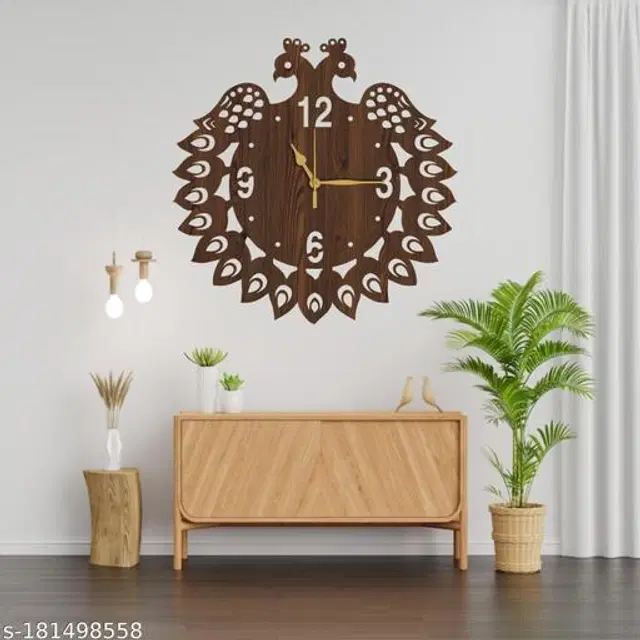 Wooden Wall Clock for Home, Brown