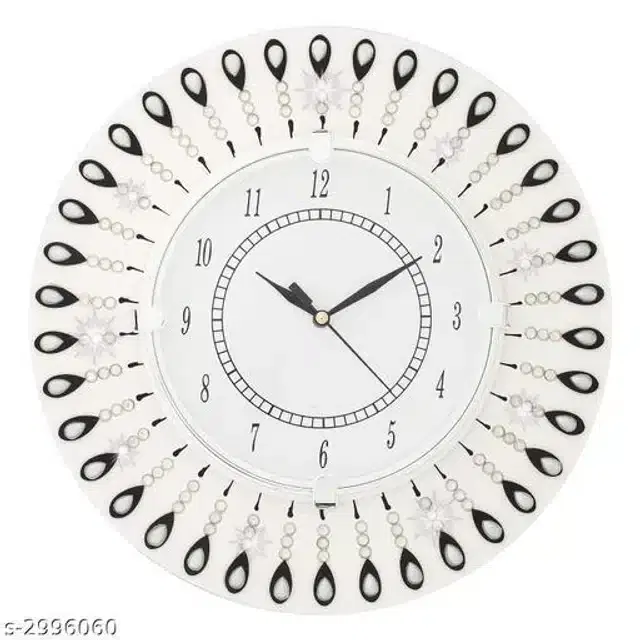 Wooden Wall Clock, White & Black