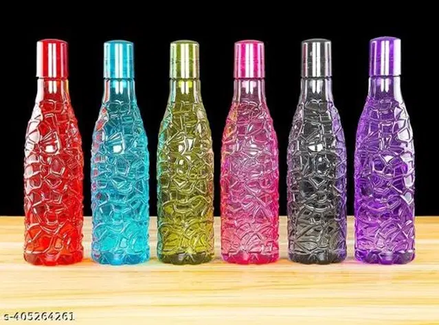 Plastic Water Bottles, Multicolor, 1000 ml, Pack of 6