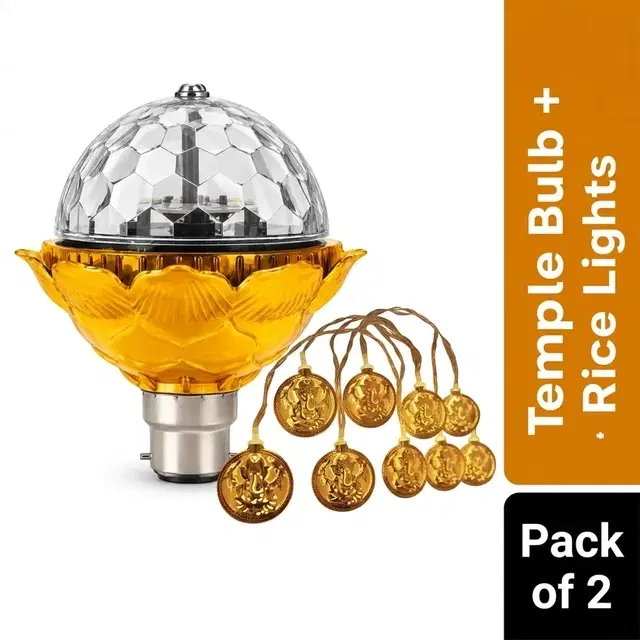 Red Temple Bulb + 10 LEDs 3 Meter Yellow Steady (Combo Pack of 2)