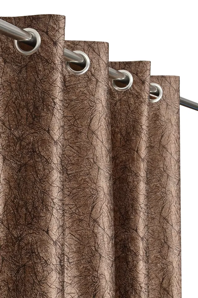 Polyester Printed Curtain for Door & Window, Brown, 5 Feet
