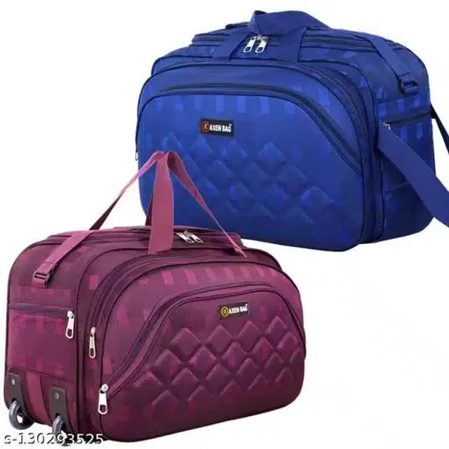 Polyester Trolley Duffel Bag for Men & Women, Blue & Purple, Pack of 2