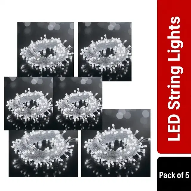 Mprow High Glow 10 Meter 34 Led's String Light, White [Pack of 5]