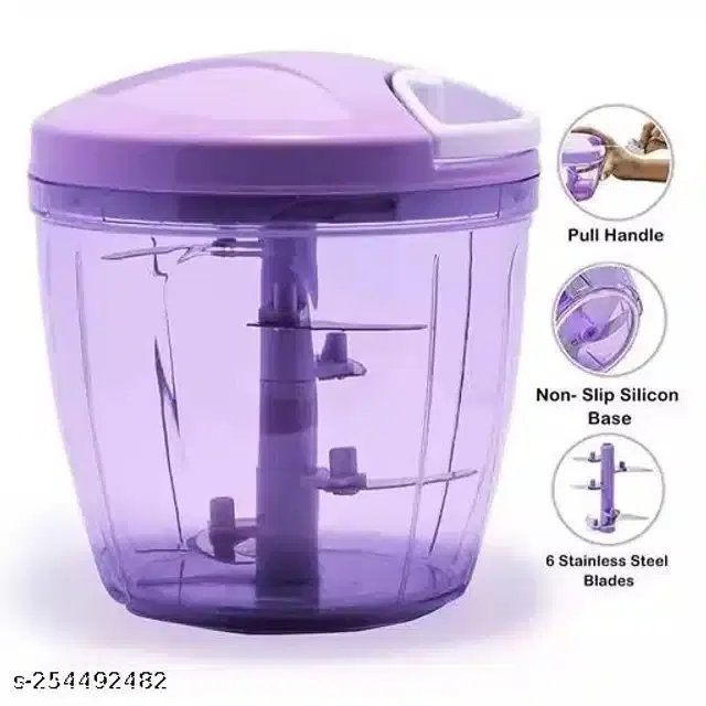 Plastic Manual Chopper, Purple, 1000 ml