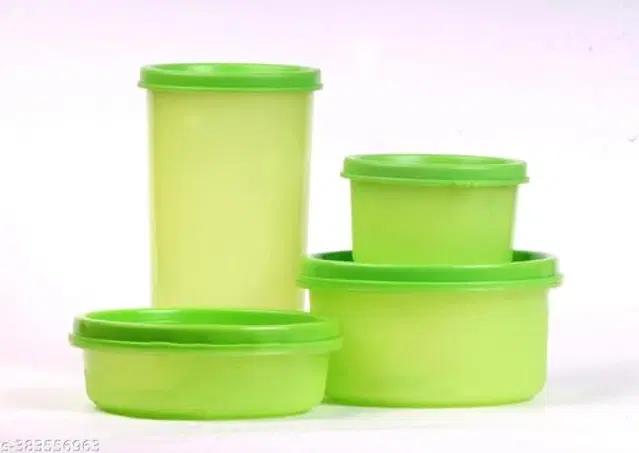 Plastic 4 Pcs Lunch Box, Multicolor, Set of 1