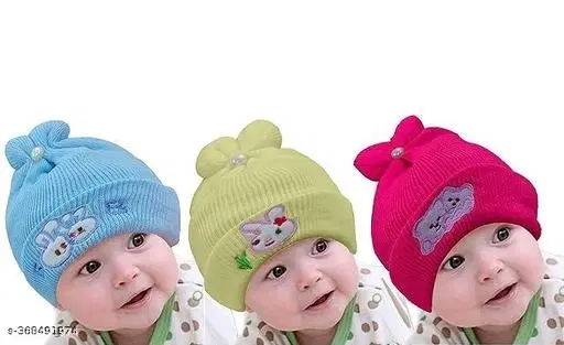 Printed Cap for Kids, Pack of 3 (Multicolor)