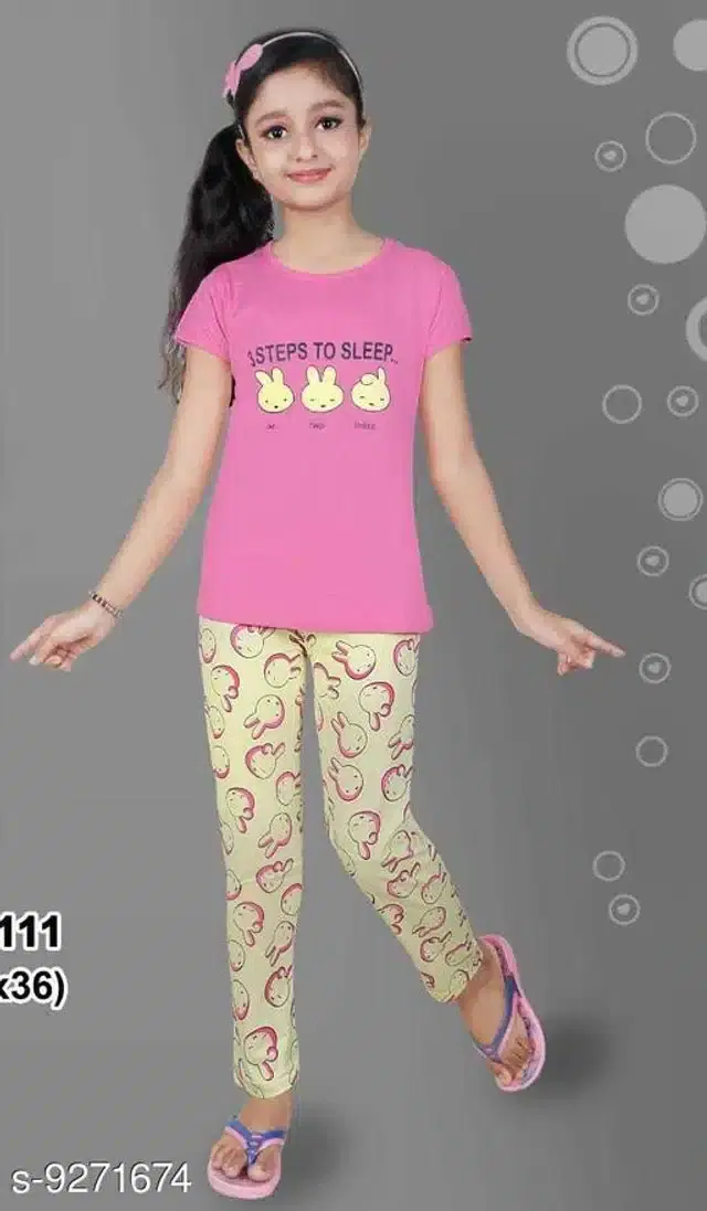 Nightsuit for Girls (Multicolor, 3-4 Years)