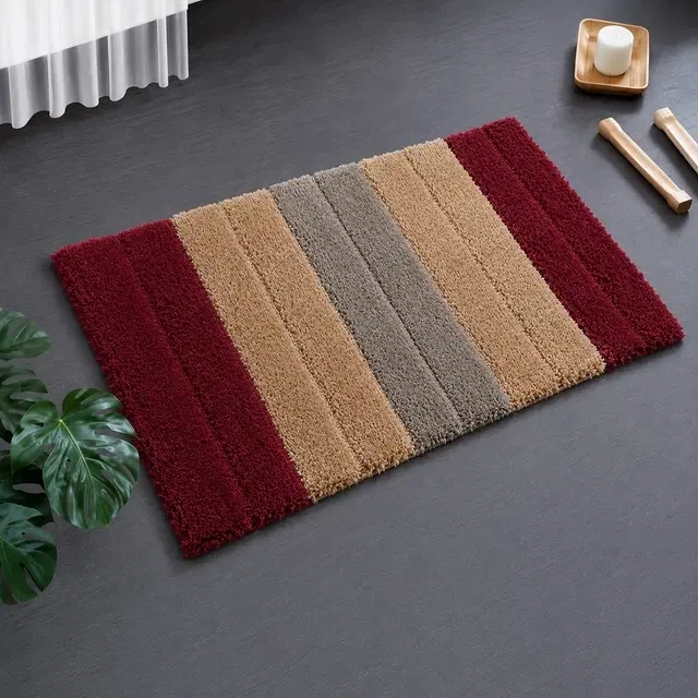 SimpleHome Luxury Stripe Doormat 38x58cm Red
