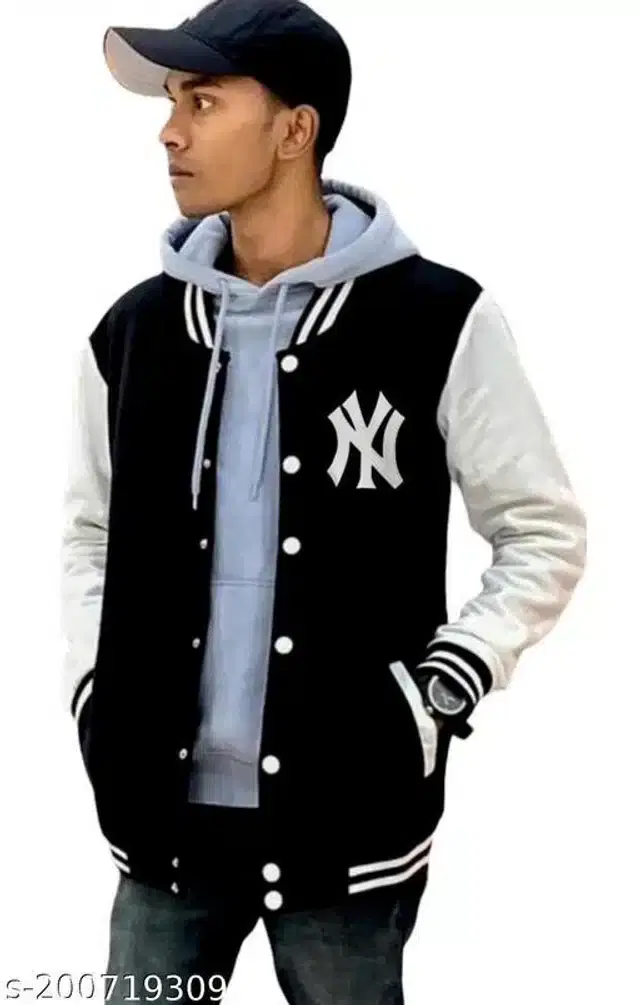 Full Sleeves Bomber Jacket for Men (Black, M)