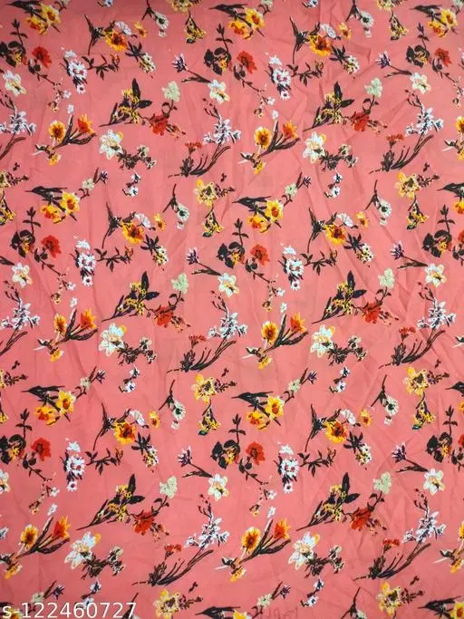 Crepe Kurti Fabric for Women (Orange, Un Stitched)