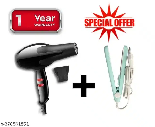 Hair Straightener with Dryer for Men & Women, Multicolor, Set of 2