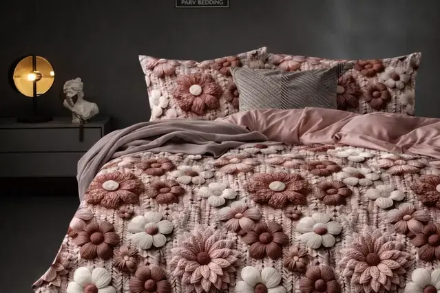 Premium 7D Floral Printed Bedsheet 90x100in