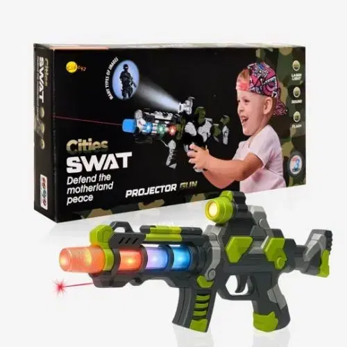 Cities Swat Projector Gun Toy With Light And Sound Effects, Military Style Role Play
